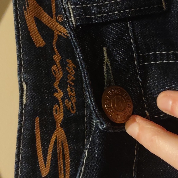 Seven7 Boot Cut Jeans Denim Dark Blue Jeans - Picture 3 of 8